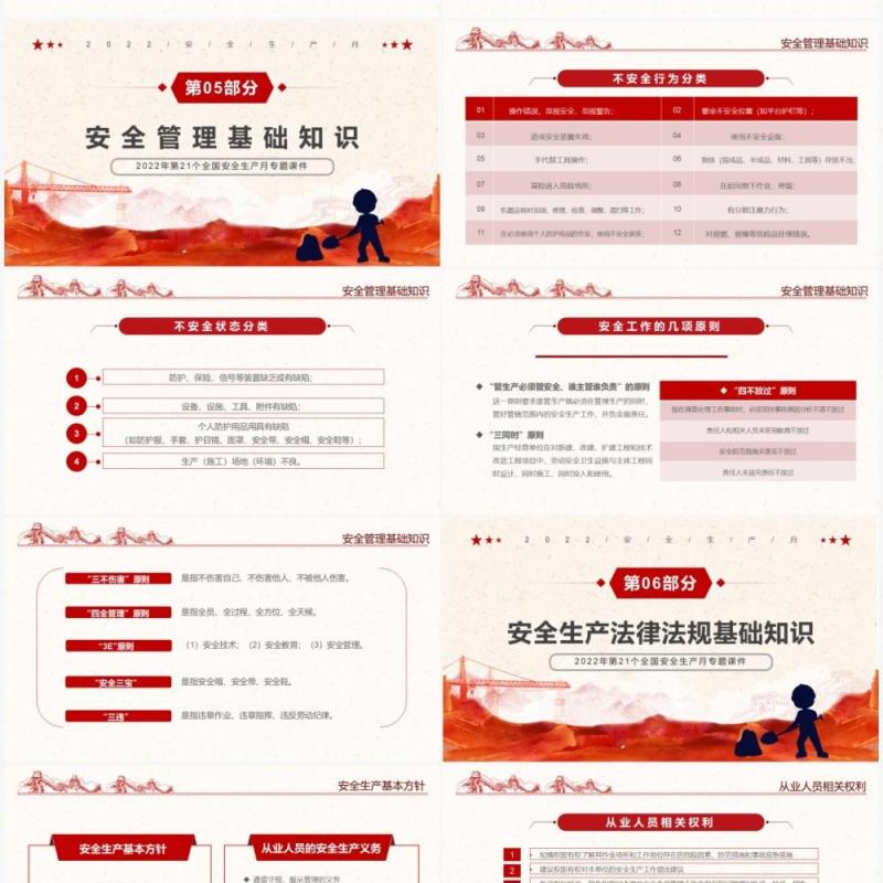 红色简约遵守安全生产法宣传教育PPT模板