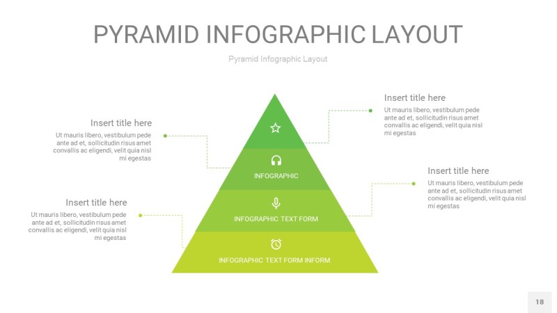 草绿色3D金字塔PPT信息图表18