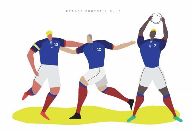 法国世界杯足球字符平面矢量图