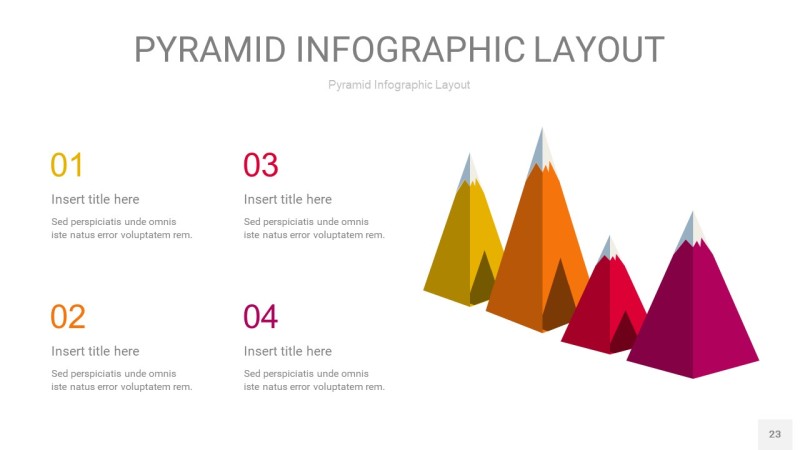 红黄色3D金字塔PPT信息图表23
