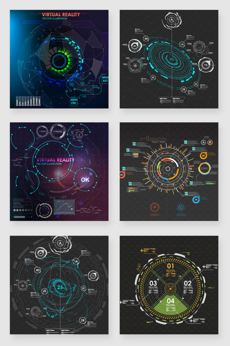 互联网可视化数据大屏显示矢量素材