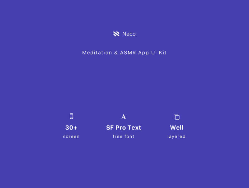 高品质的冥想和ASMR App Ui Kit专为Sketch和Adobe XD。，Neco - Meditation和ASMR App Ui Kit设计