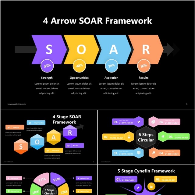 深色结构框架信息图PPT模板素材Framework Infographic - Dark