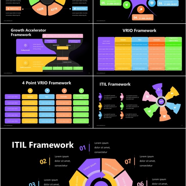 深色结构框架信息图PPT模板素材Framework Infographic - Dark