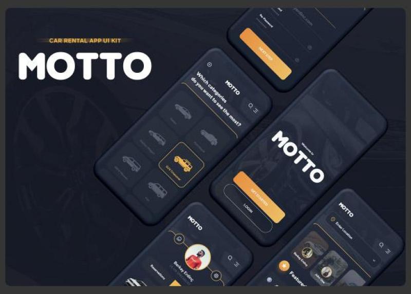 汽车租赁用户界面工具包Motto Car Rental UI Kit