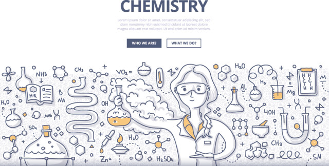 扁平化商务化学涂鸦概念图案插画矢量素材