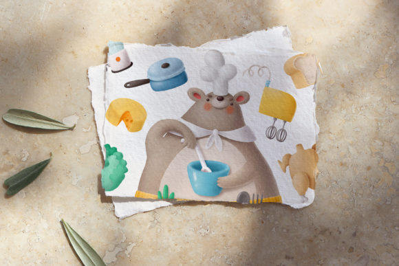 30+款可爱卡通小熊厨师食品儿童母婴玩具产品包装免抠PNG设计素材