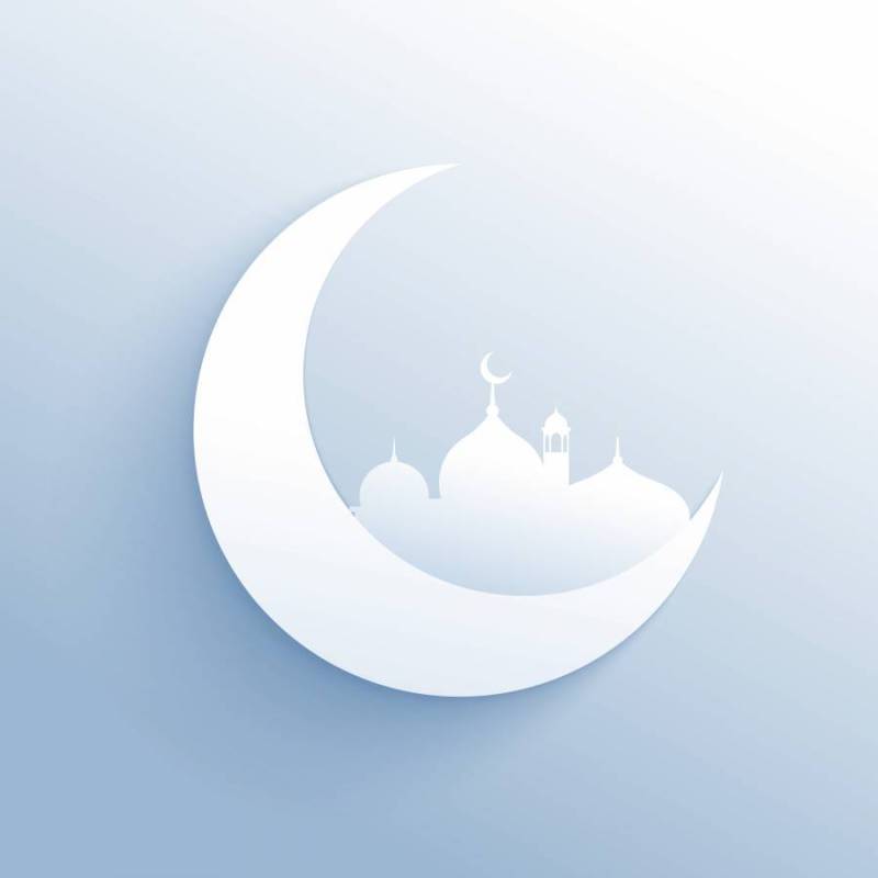 月亮与伊斯兰节日的清真寺剪影清除背景