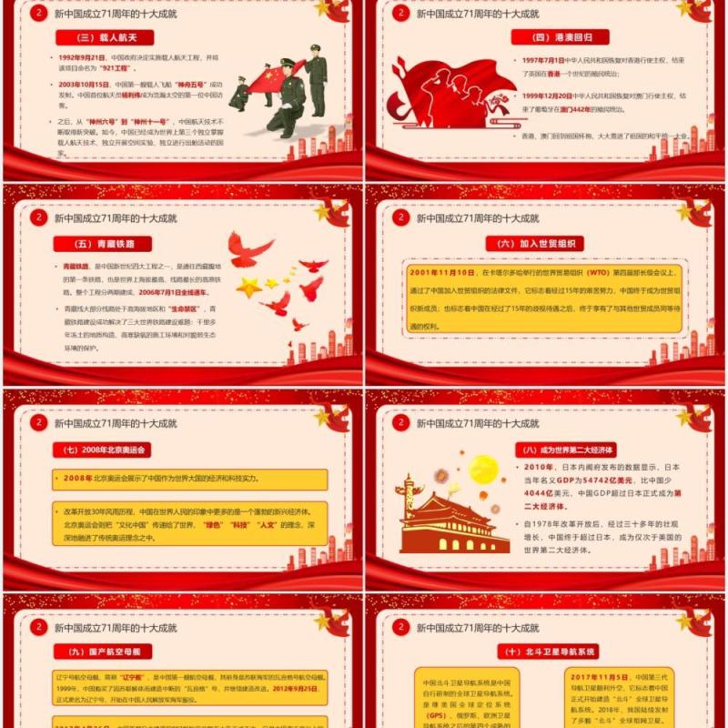 红色党政风庆祝中华人民共和国成立71周年国庆党建PPT模板