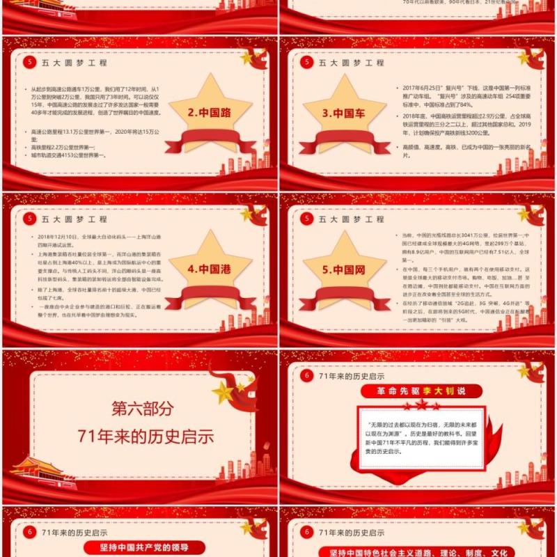 红色党政风庆祝中华人民共和国成立71周年国庆党建PPT模板