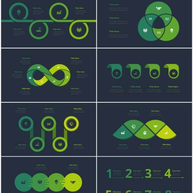 深色背景绿色循环关系箭头拼图时间轴PPT信息图表素材Infographic Green 深色背景绿色循环关系箭头拼图时间轴PPT信息图表素材Infographic Green