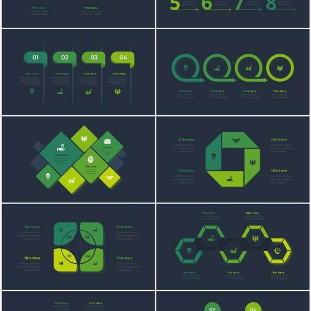 深色背景绿色循环关系箭头拼图时间轴PPT信息图表素材Infographic Green 深色背景绿色循环关系箭头拼图时间轴PPT信息图表素材Infographic Green