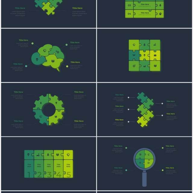 深色背景绿色循环关系箭头拼图时间轴PPT信息图表素材Infographic Green 深色背景绿色循环关系箭头拼图时间轴PPT信息图表素材Infographic Green