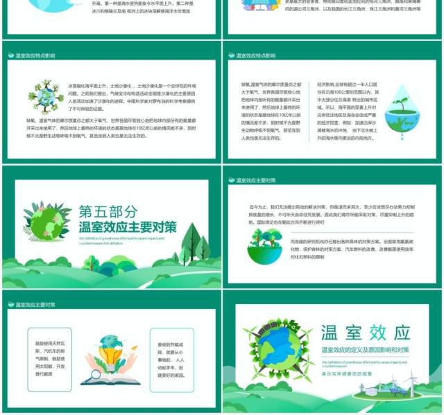 绿色温室效应的定义及原因影响和对策动态PPT模板 绿色温室效应的定义及原因影响和对策动态PPT模板