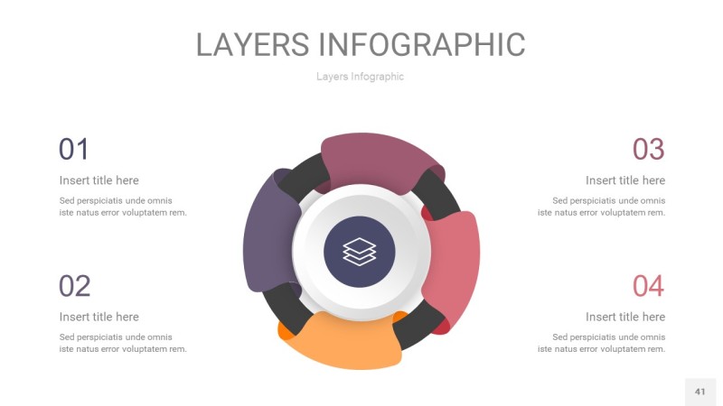 莫兰迪紫色3D分层PPT信息图41