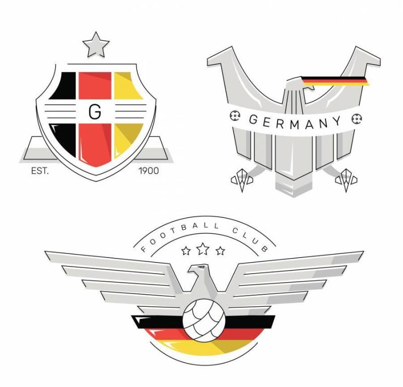 老式固体排队德国徽标足球补丁矢量