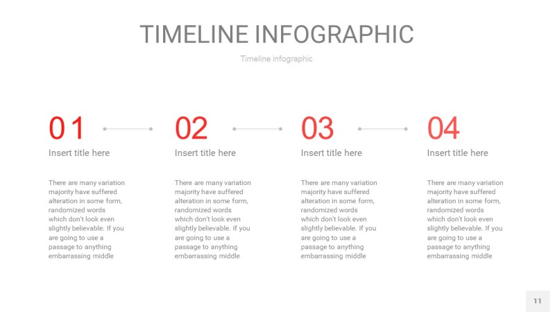 红色时间轴PPT信息图11