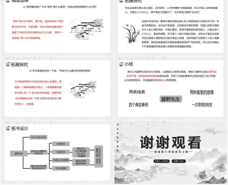 部编版八年级语文上册藤野先生课件PPT模板