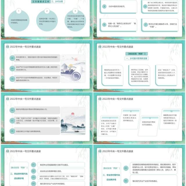 绿色中国风2022年中央一号文件解读PPT模板