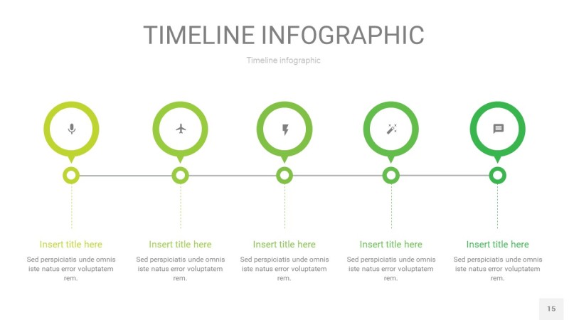 浅绿色时间轴PPT信息图15