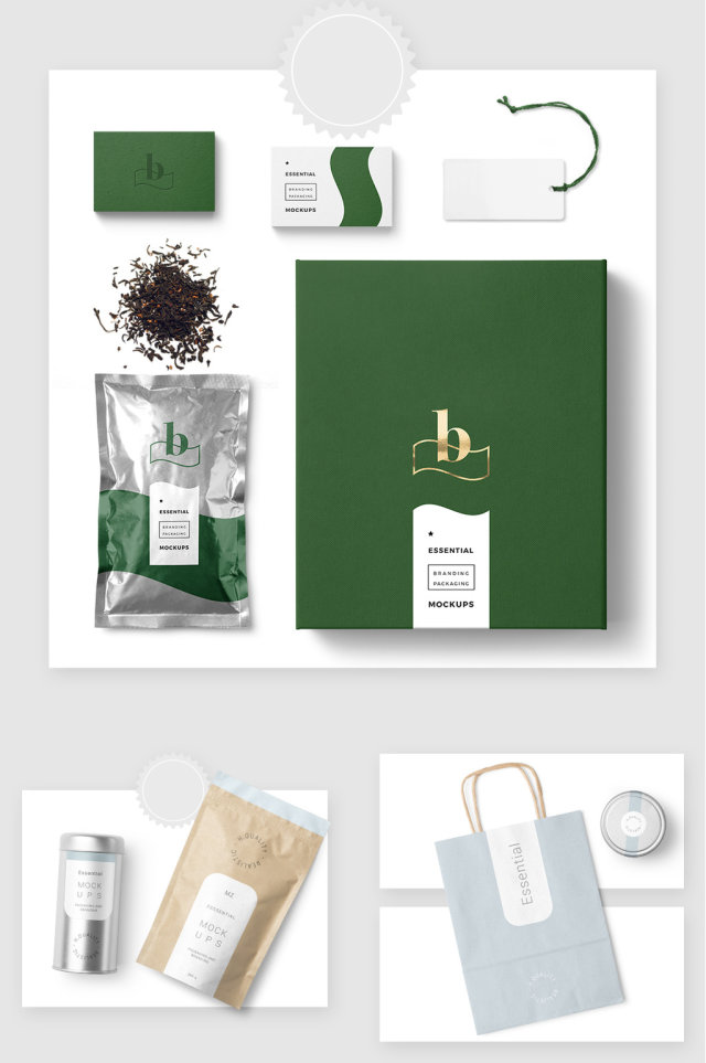 茶业品牌VI包装设计贴图样机素材 茶业品牌VI包装设计贴图样机素材