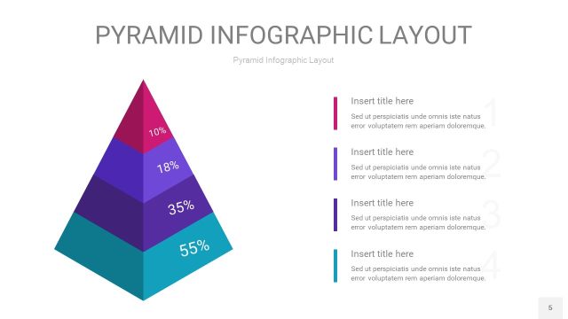 渐变紫色3D金字塔PPT信息图表5