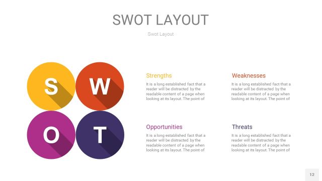 彩色SWOT图表PPT12