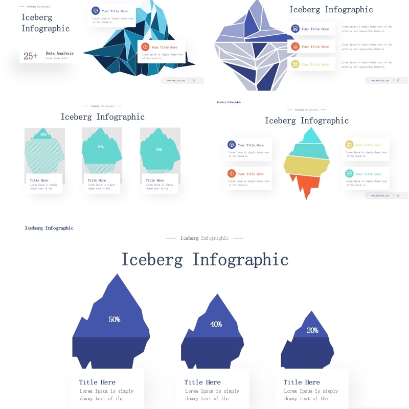 浅色冰山信息图表PPT素材模板Iceberg Infographic (Light)