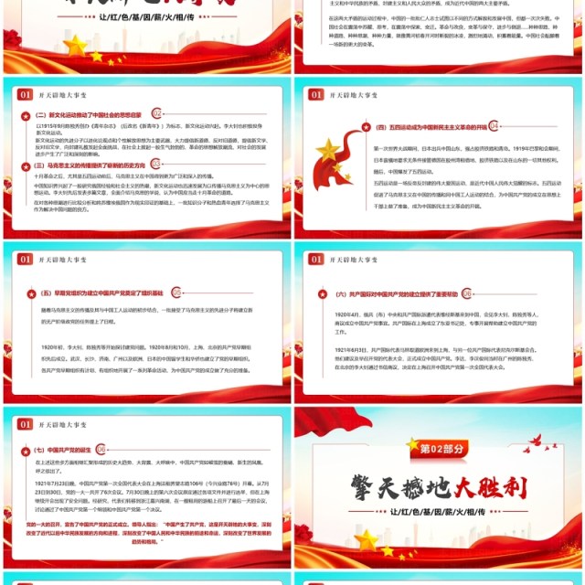 红色党政风学习党史不忘初心PPT模板 红色党政风学习党史不忘初心PPT模板