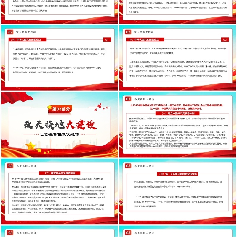 红色党政风学习党史不忘初心PPT模板