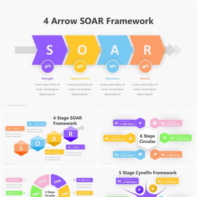 浅色结构框架信息图PPT模板素材Framework Infographic - Light