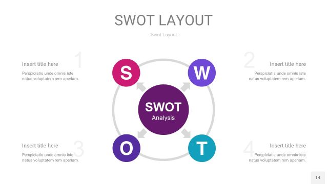 玫瑰紫SWOT图表PPT14