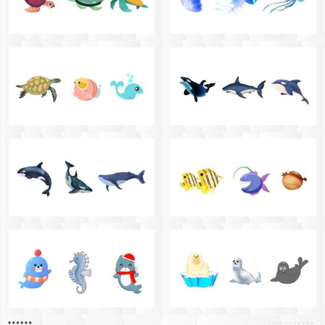 卡通海洋动物元素PPT素材合集 卡通海洋动物元素PPT素材合集