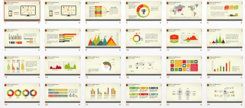 扁平化多彩商务PPT图表