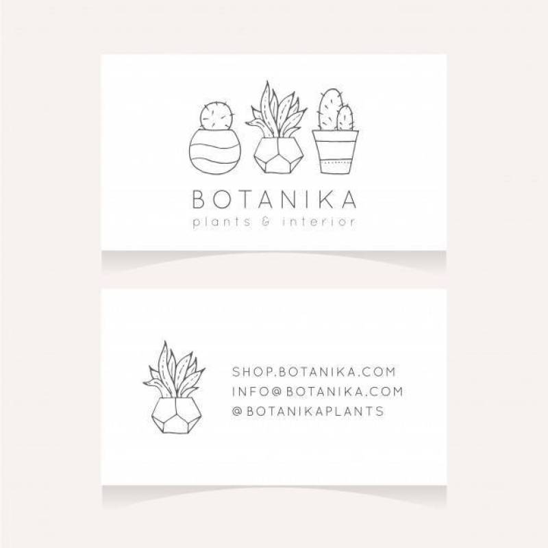 与植物的极简主义的名片设计
