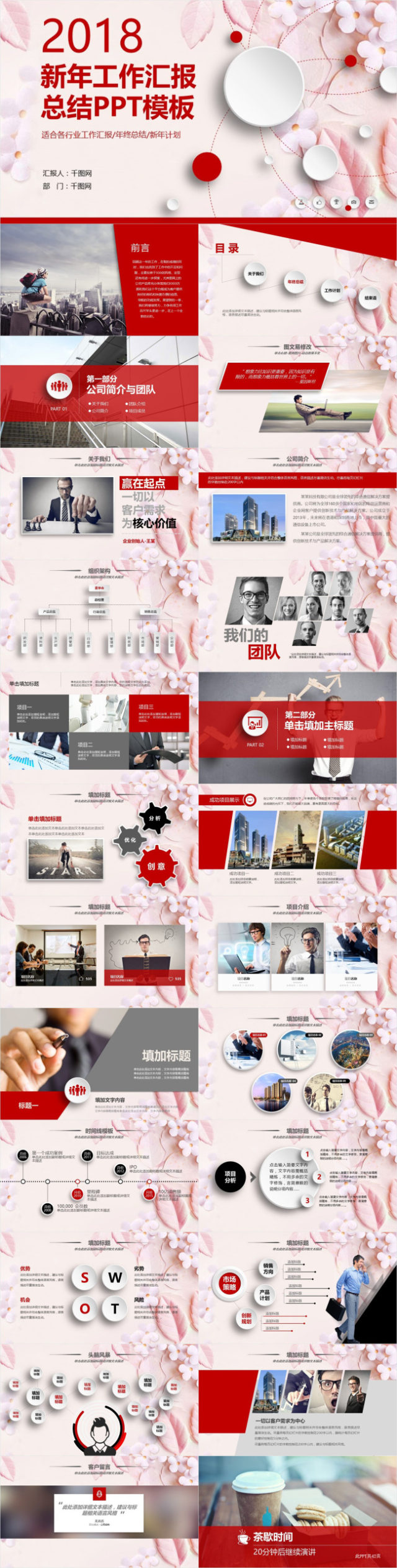 粉色小清新新年工作汇报总结PPT模板 粉色小清新新年工作汇报总结PPT模板