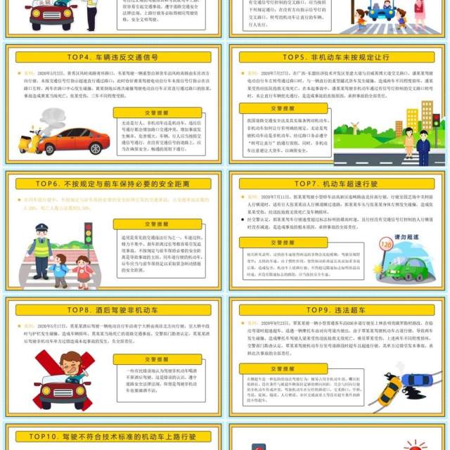 黄色卡通守法规知礼让安全文明出行PPT模板 黄色卡通守法规知礼让安全文明出行PPT模板