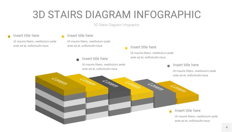 灰黄色3D阶梯PPT图表4