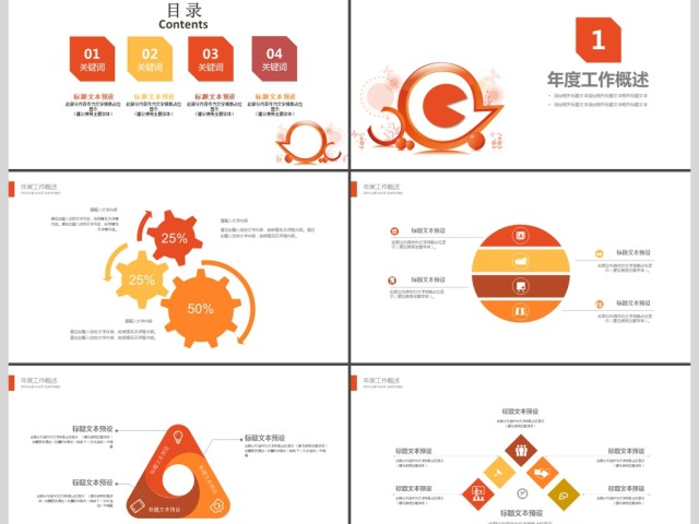 2019简约橙色述职报告PPT模板