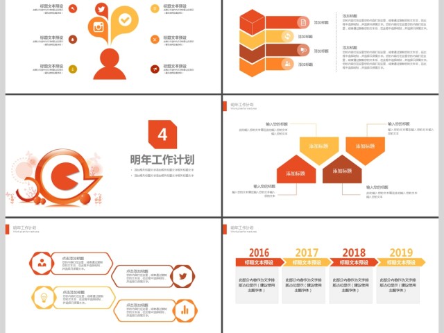 2019简约橙色述职报告PPT模板