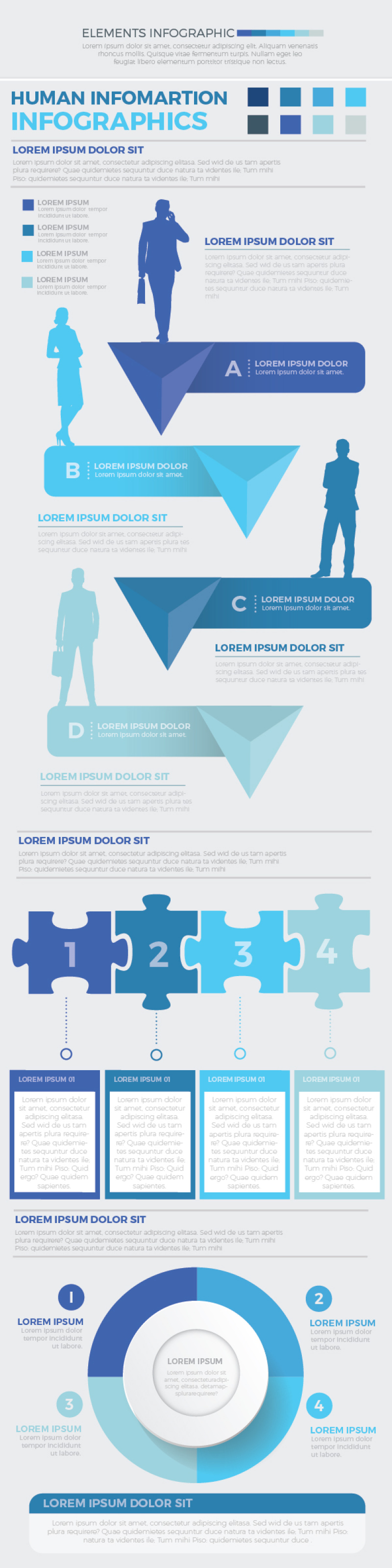 蓝色大集合信息图 Big Blue Set Infographics