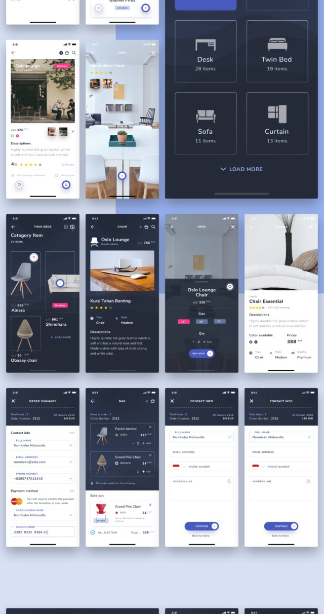 用于Sketch。，Zole Furniture UI Kit设计的电子商务商店的高品质模板