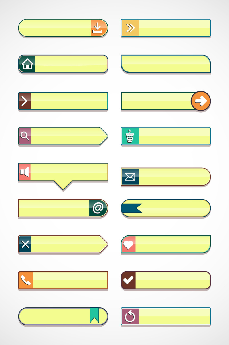 时尚亮色网页按钮素材