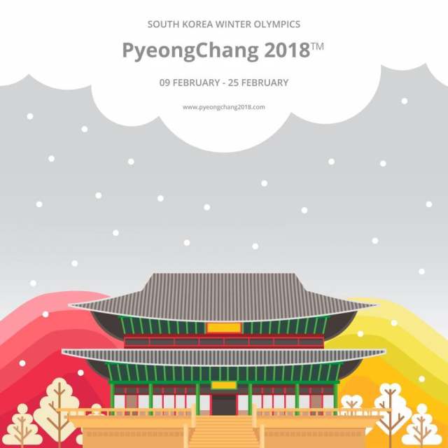 冬季奥运韩国插图。平昌2018标语概念