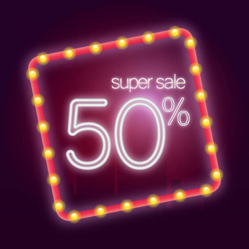 霓虹灯标志图。 50％的标志