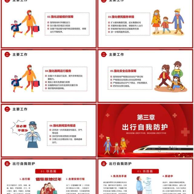 2021红色春运疫情防控知识宣传PPT模板 2021红色春运疫情防控知识宣传PPT模板