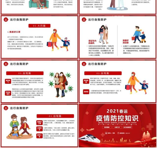 2021红色春运疫情防控知识宣传PPT模板 2021红色春运疫情防控知识宣传PPT模板
