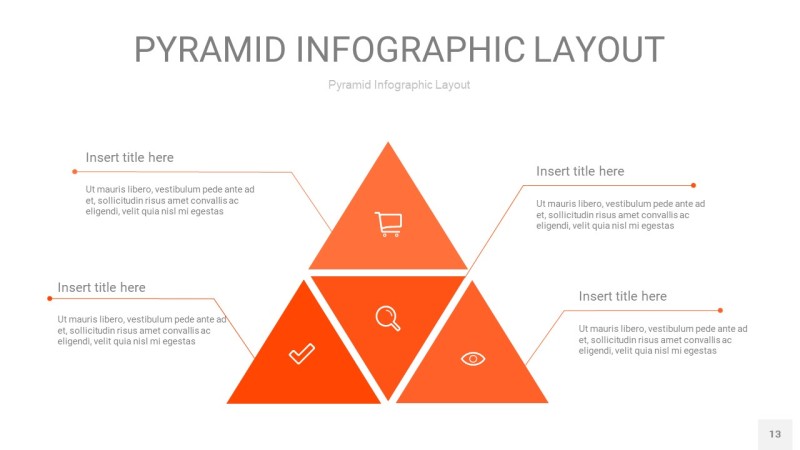 橘红色3D金字塔PPT信息图表13