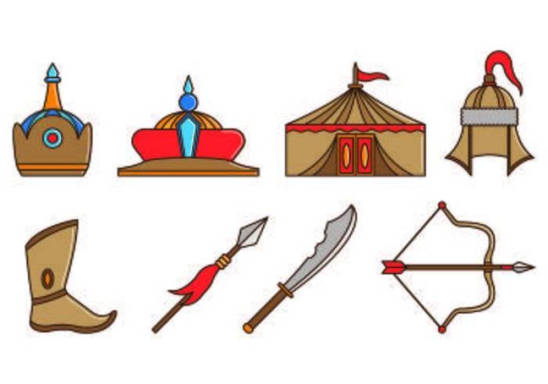 蒙古武士设备图标集