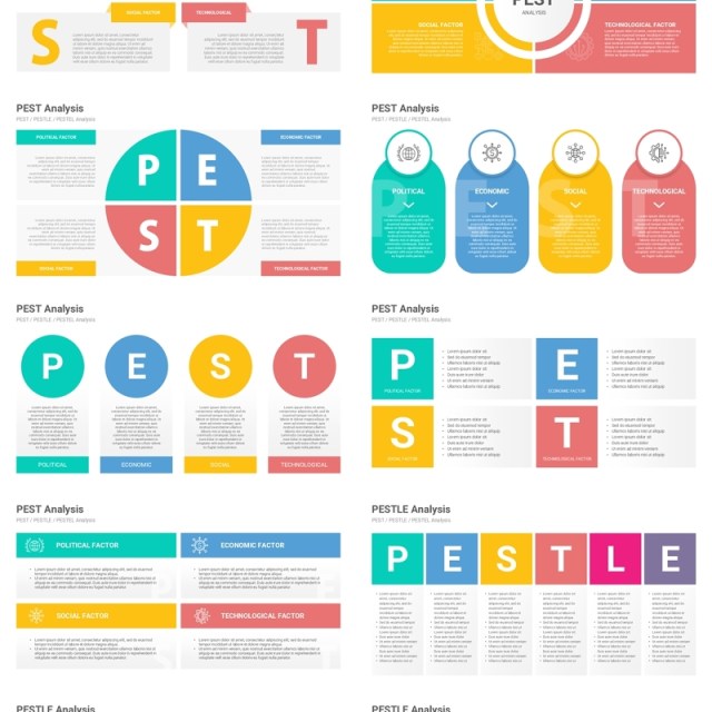 企业战略宏观环境分析信息图PPT模板素材PEST PESTLE PESTEL Analysis